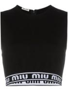Miu Miu Sleeveless Logo Band Crop Top - Black
