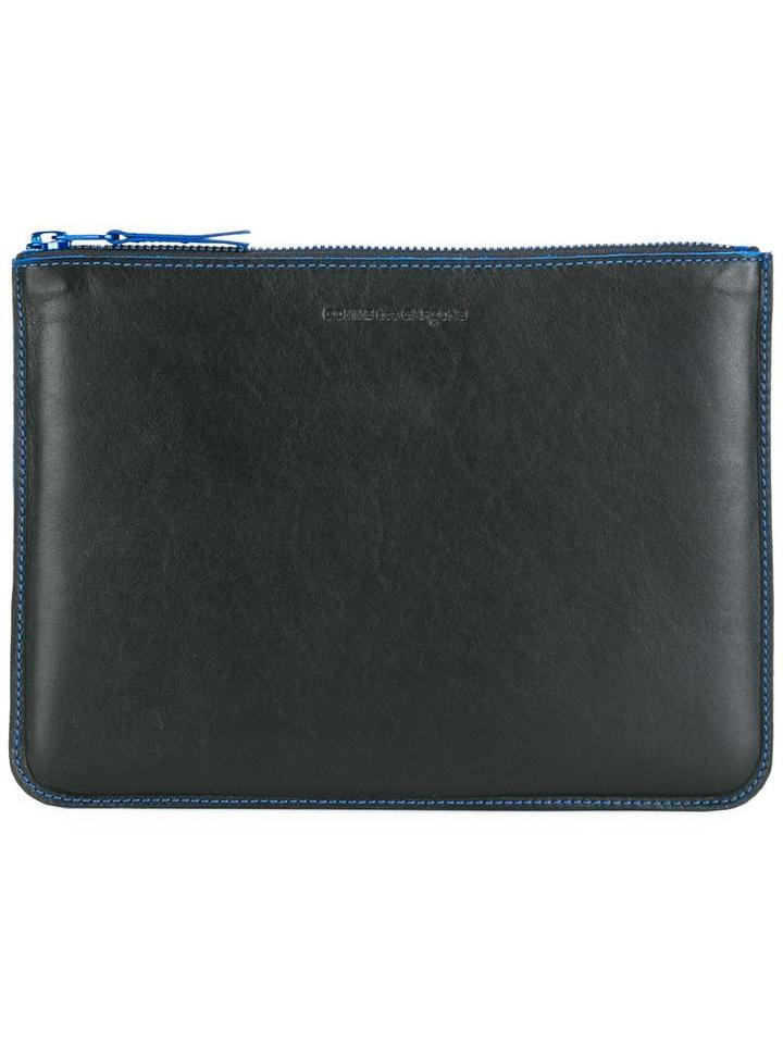 Comme Des Garçons Top Zip Clutch, Adult Unisex, Black, Calf Leather