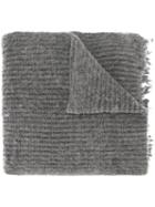 Msgm Frayed Edge Scarf, Men's, Grey, Polyamide/wool