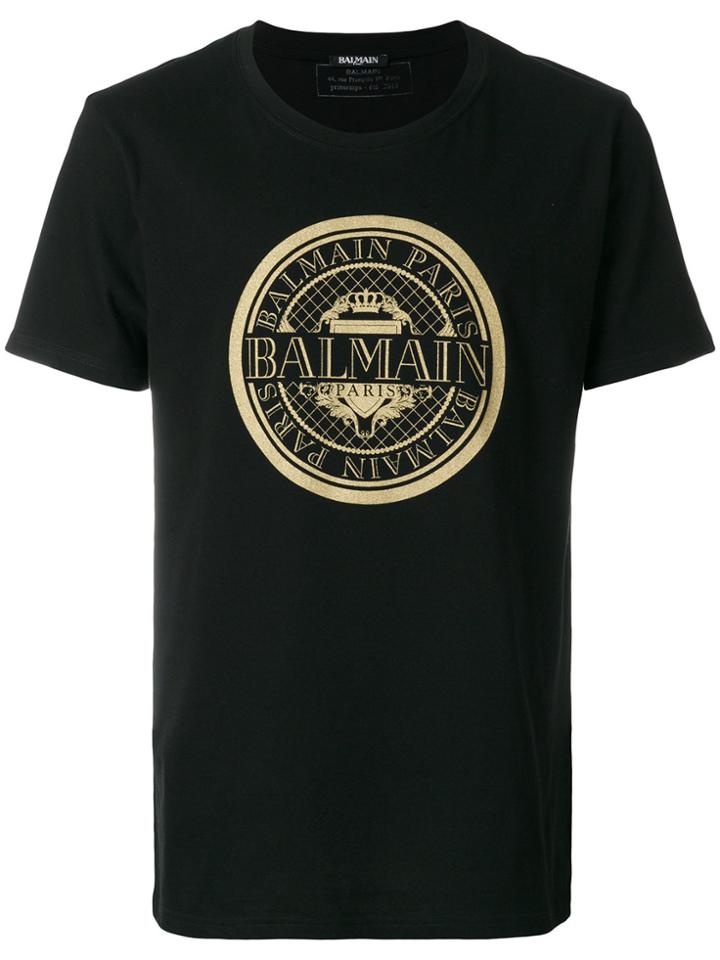 Balmain Logo Print T-shirt - Black
