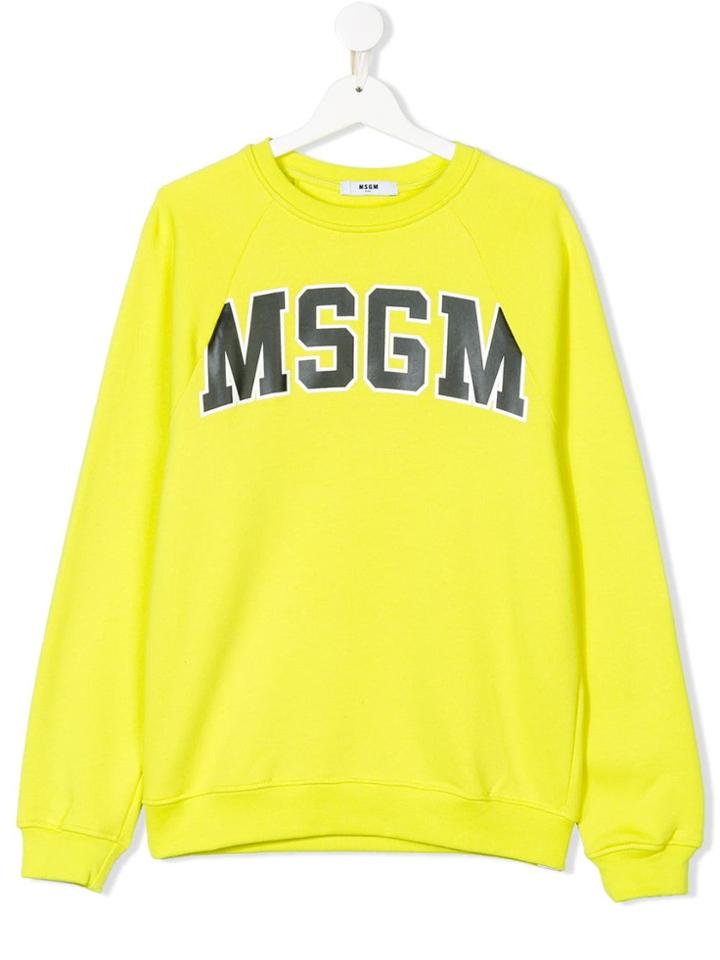 Msgm Kids Teen Logo Print Sweatshirt - Yellow