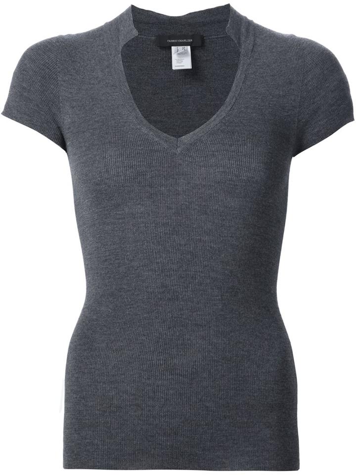 Cédric Charlier V-neck Jumper, Women's, Size: 44, Grey, Wool