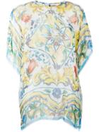 Dolce & Gabbana Majolica Print Sheer Top, Women's, Size: 40, Silk