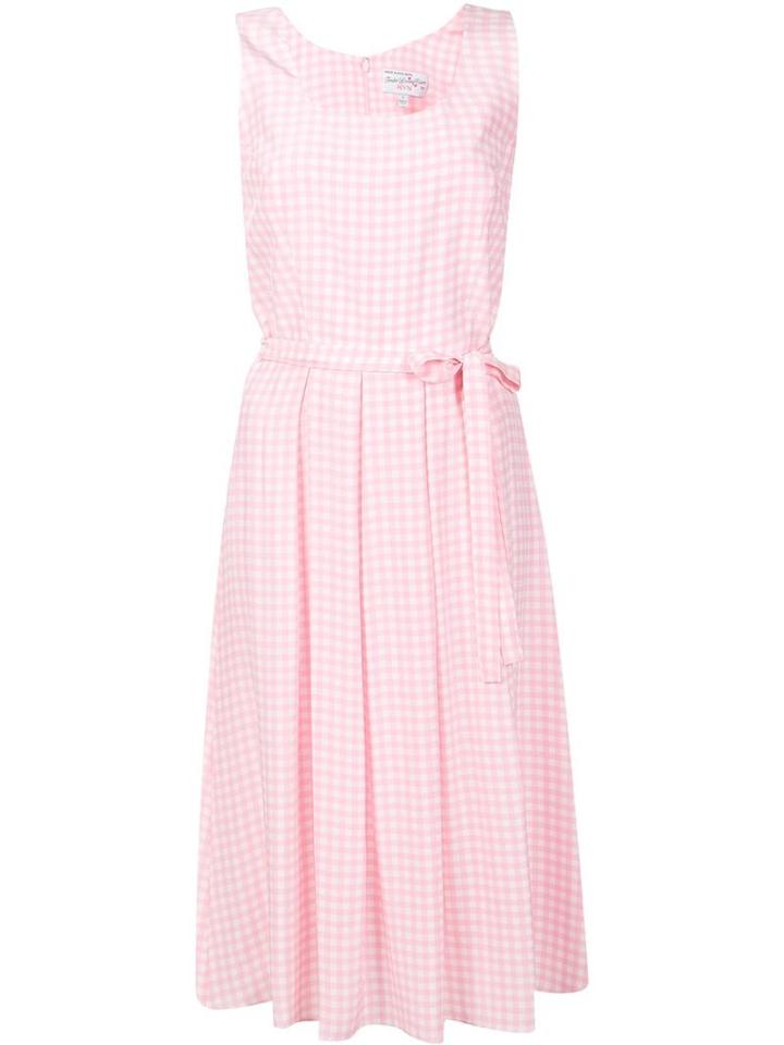 Harley Viera Newton Gingham Check Pleated Dress, Women's, Size: 4, Pink/purple, Silk