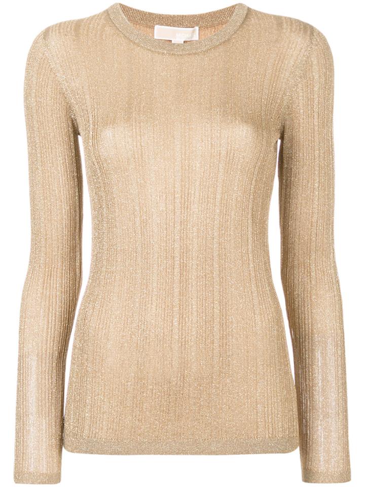 Michael Michael Kors Crew Neck Panelled Sweater - Metallic