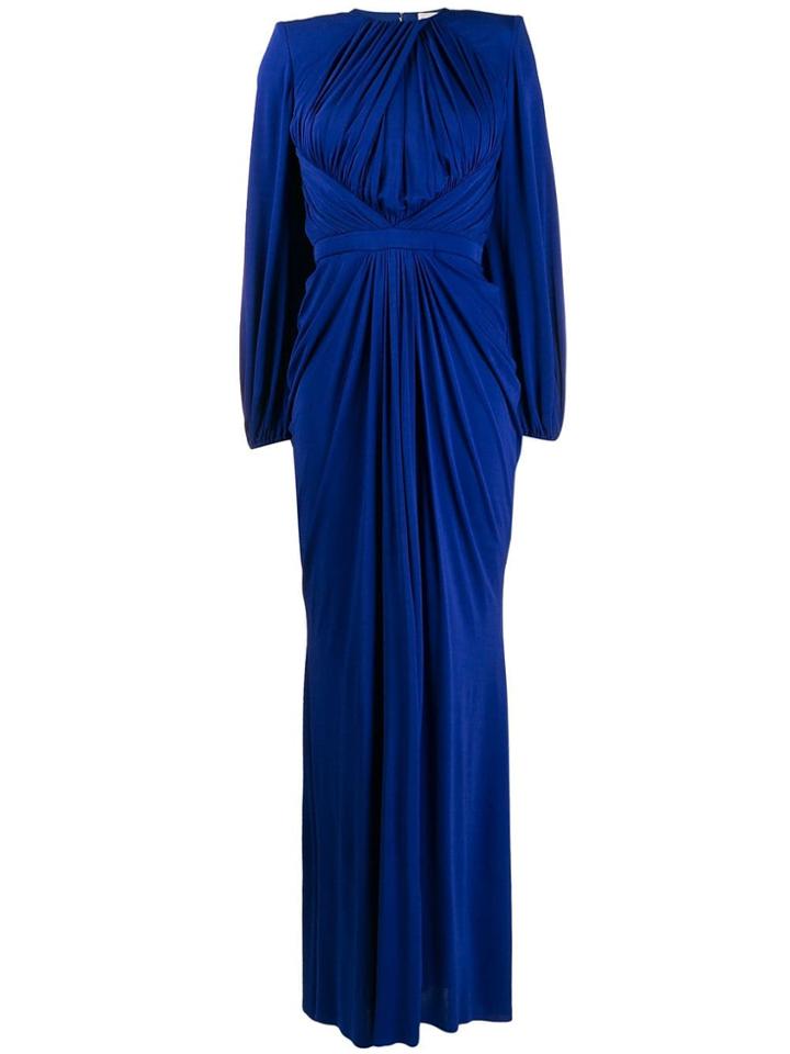 Alexander Mcqueen Gathered Front Evening Dress - Blue