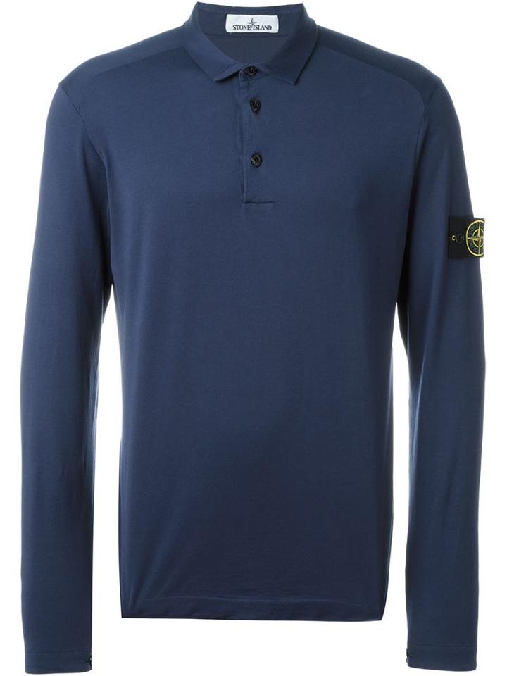Stone Island Logo Patch Longsleeved Polo Shirt