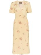 Reformation Jensen Short Sleeve Silk Dress - Yellow