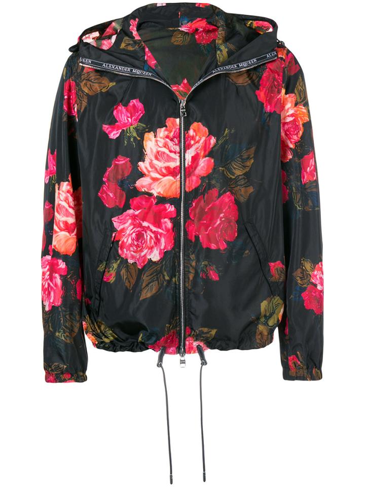 Alexander Mcqueen Painted Rose Blouson Jacket - Black