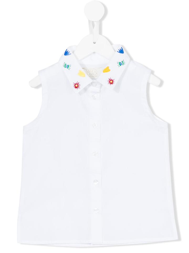 Max & Lola Embroidered Collar Sleeveless Shirt, Girl's, Size: 12 Yrs, White