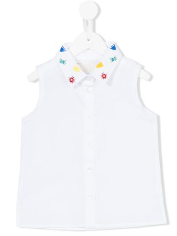 Max & Lola Embroidered Collar Sleeveless Shirt, Girl's, Size: 12 Yrs, White