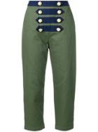 Manoush Cropped Sailor Trousers - Green