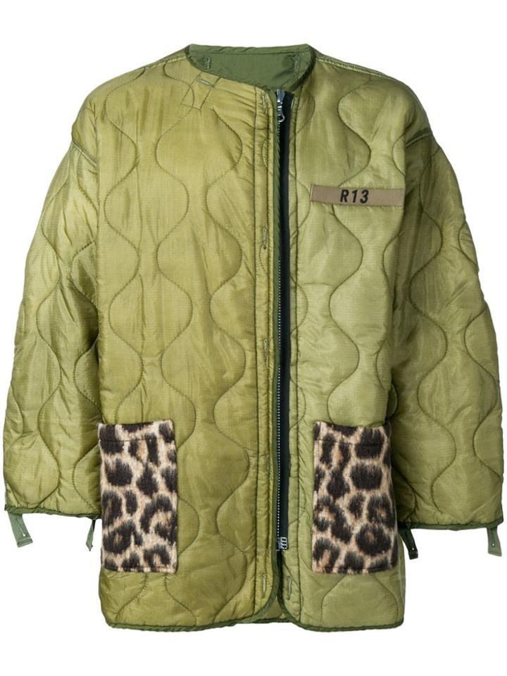 R13 Short Quilted Coat - Green