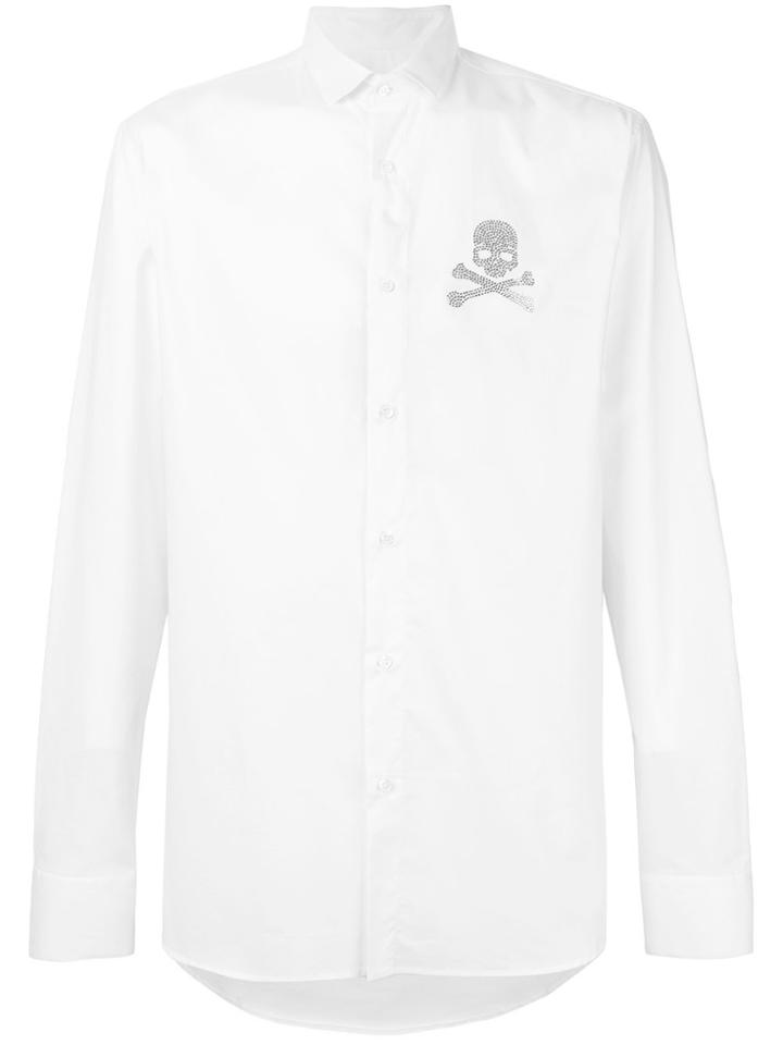 Philipp Plein Embellished Skull Patch Shirt - White