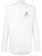 Philipp Plein Embellished Skull Patch Shirt - White