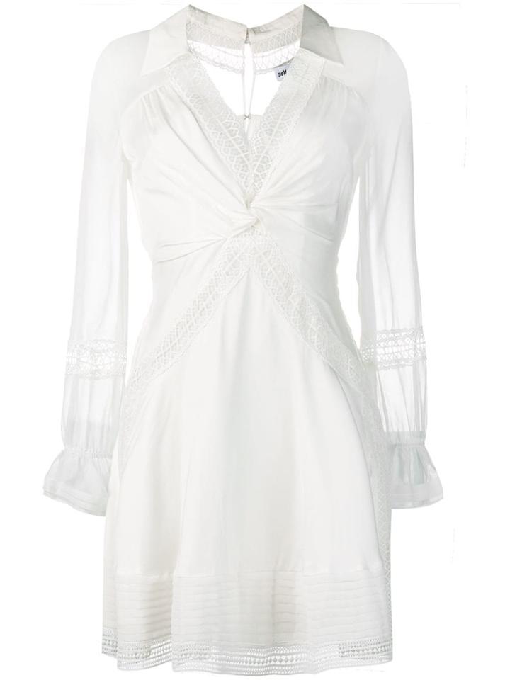 Self-portrait Sheer Sleeve Mini Dress - White