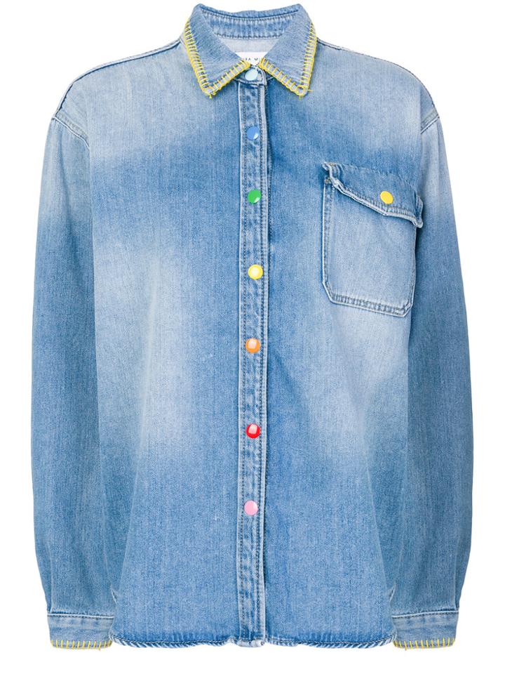 Mira Mikati Snap Words Denim Shirt - Blue