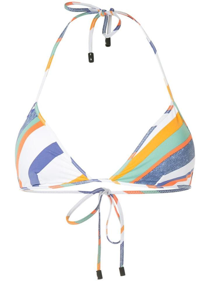 The Upside Striped Bikini Top - White