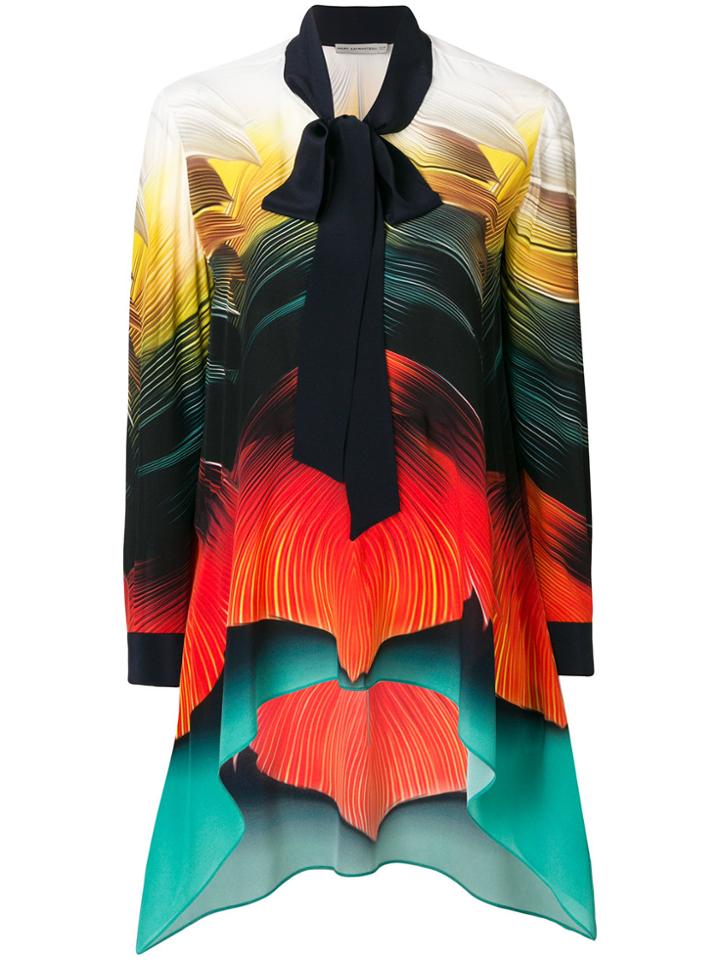 Mary Katrantzou Asymmetric Hem Bow Blouse - Multicolour