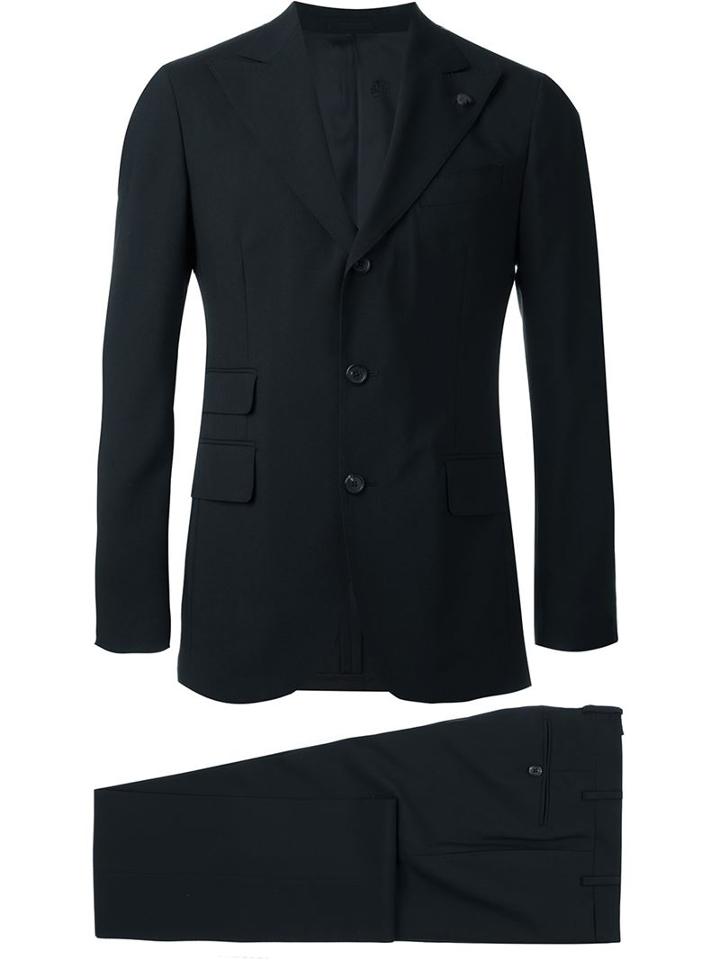 Gabriele Pasini Two Piece Suit, Men's, Size: 48, Black, Silk/cupro/viscose/wool