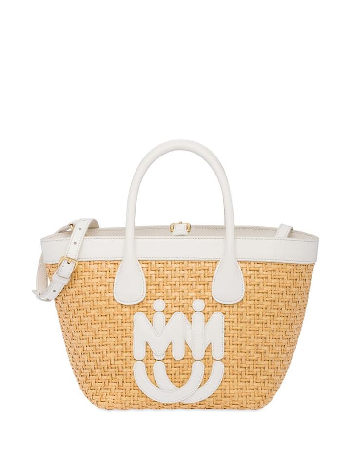 Miu Miu Straw And Leather Bag - Brown
