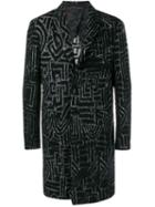 Etro Geometric Print Coat, Men's, Size: 52, Black, Silk/wool