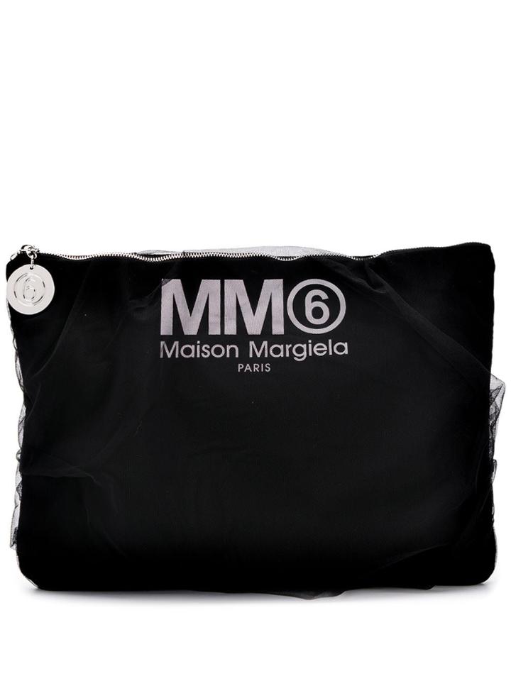 Mm6 Maison Margiela Large Tulle Clutch Bag - Black