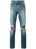 Saint Laurent Stud Detail Jeans, Men's, Size: 32, Blue, Cotton/spandex/elastane/brass/cotton
