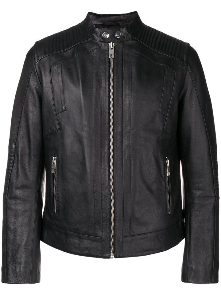 Les Hommes Urban Zipped Leather Jacket - Black