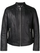 Les Hommes Urban Zipped Leather Jacket - Black