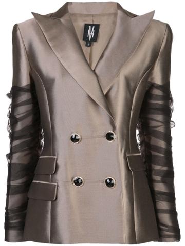 Victoria Hayes Tulle-embellished Blazer - Gold
