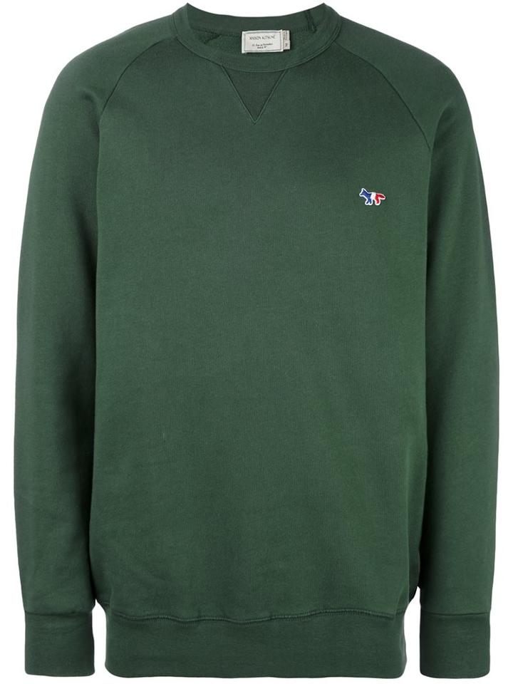 Maison Kitsuné Embroidered Logo Sweatshirt, Men's, Size: Xl, Green, Cotton