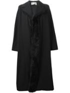 Comme Des Garçons Vintage Faux Fur Trimmed Coat, Women's, Size: Medium/large, Black