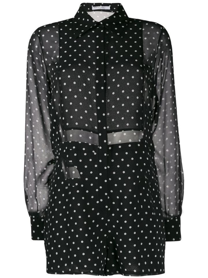 Christian Dior Pre-owned Polka Dot Silk Playsuit - Black