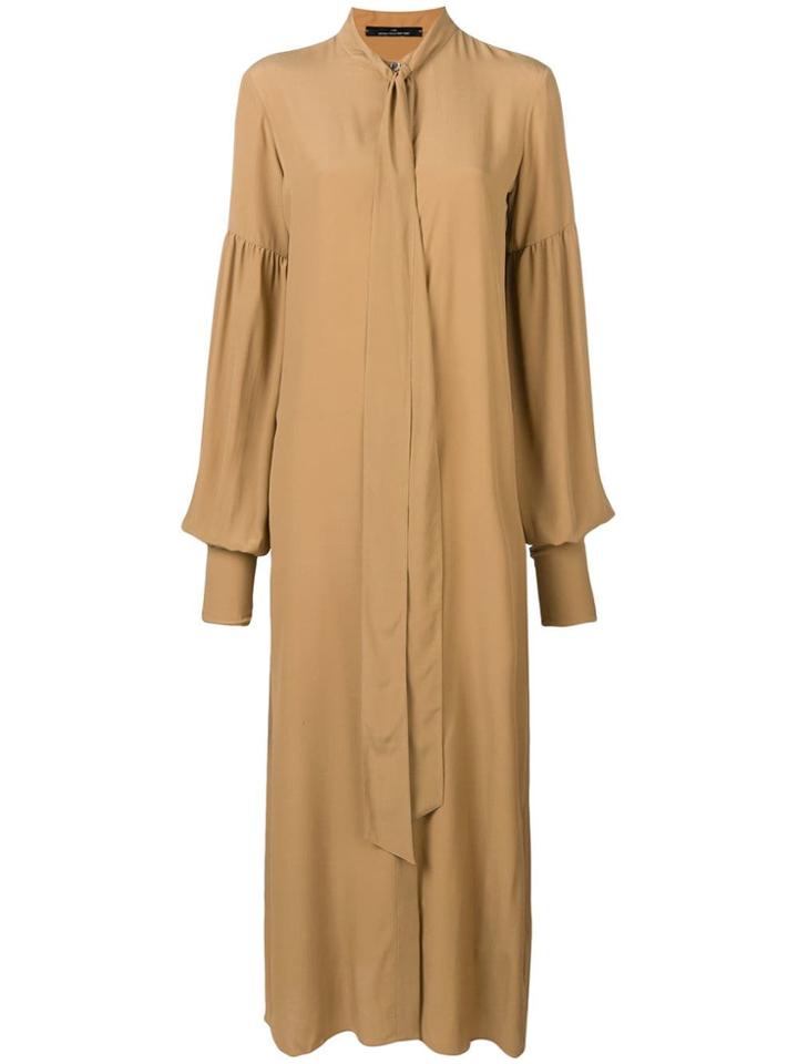Rokh Long Tie Neck Dress - Brown