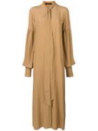 Rokh Long Tie Neck Dress - Brown