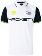 Hackett Logo Print Polo Shirt, Men's, Size: Medium, White, Cotton/spandex/elastane