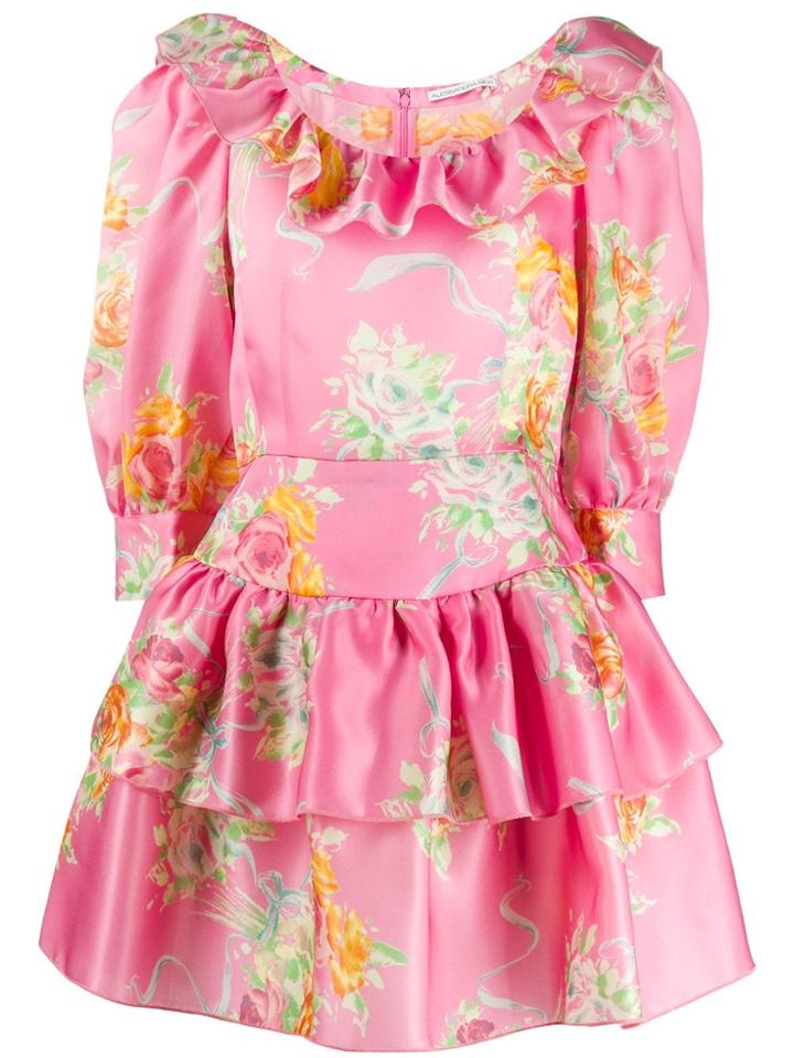 Alessandra Rich Floral Print Organza Mini Dress - Pink