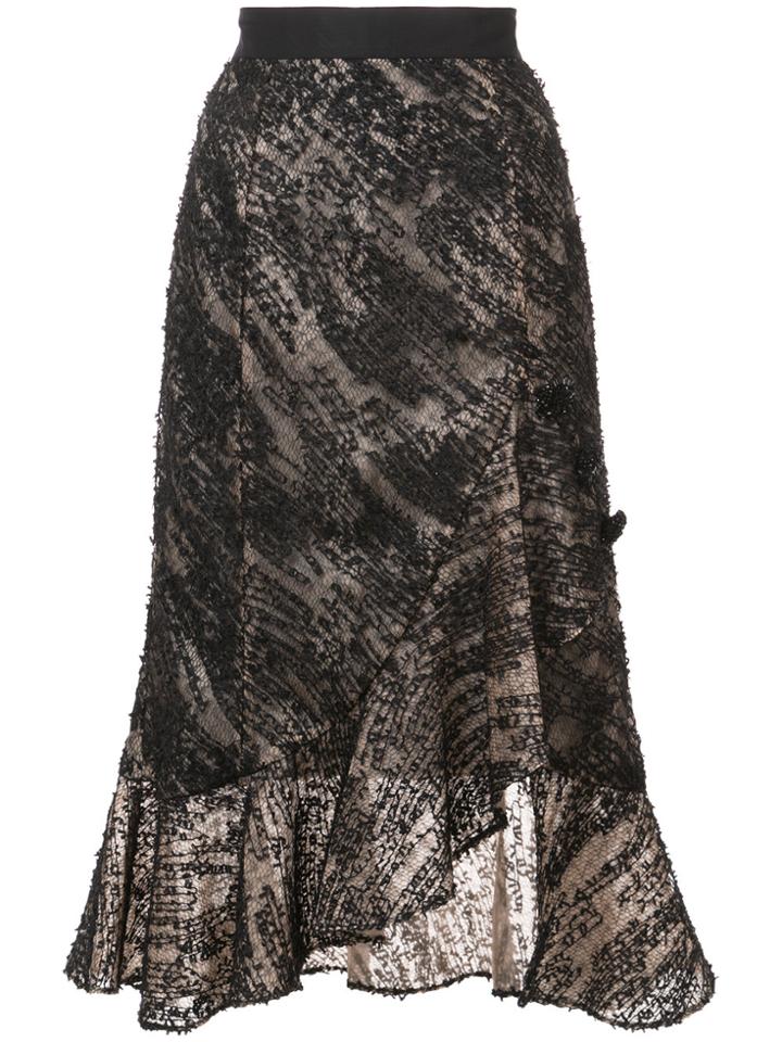 Prabal Gurung Embroidered Wrap Style Skirt - Black