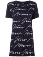 Armani Jeans Allover Logo Print T-shirt, Size: 46, Blue, Cotton
