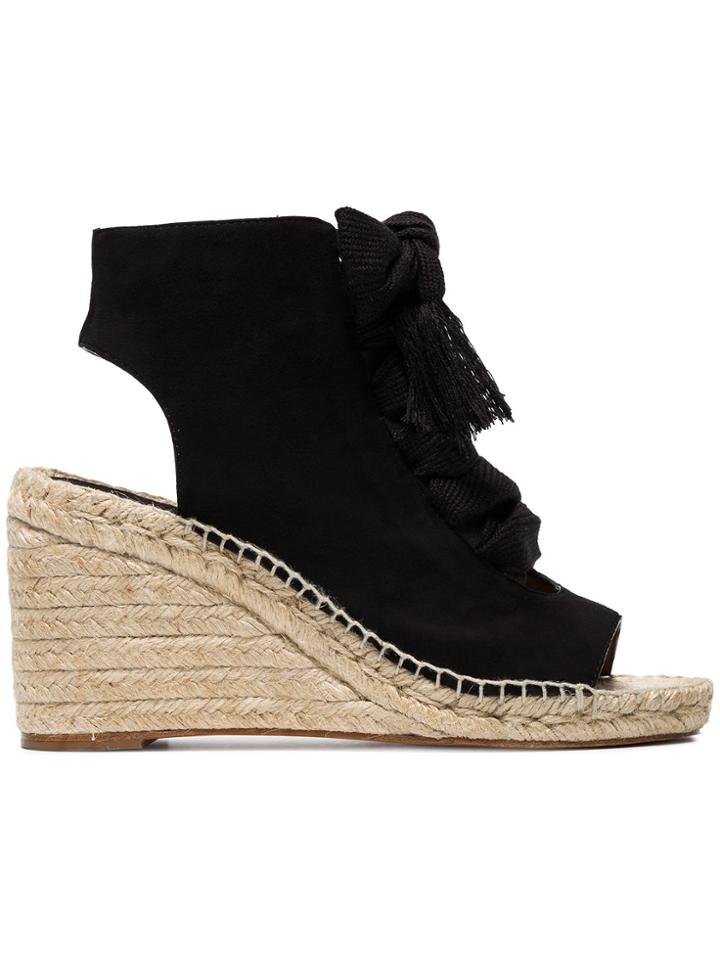 Chloé Harper 70 Suede Wedge Sandals - Black
