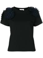 See By Chloé Flower Embellished T-shirt - Blue