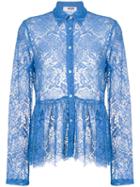 Msgm - Lace Blouse - Women - Cotton/polyamide/polyester/viscose - 46, Blue, Cotton/polyamide/polyester/viscose