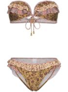 Zimmermann Juniper Frill Bandeau Bikini - Multicoloured