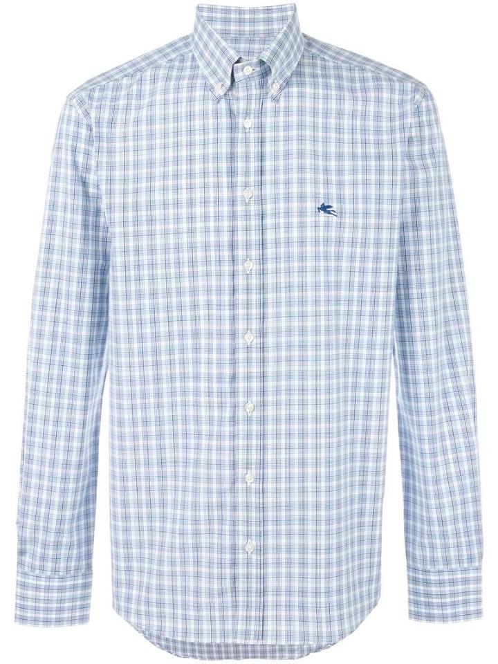Etro Button-down Checked Shirt, Men's, Size: 41, Blue, Cotton