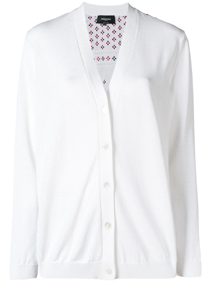 Rochas Embroidered Back Cardigan - White