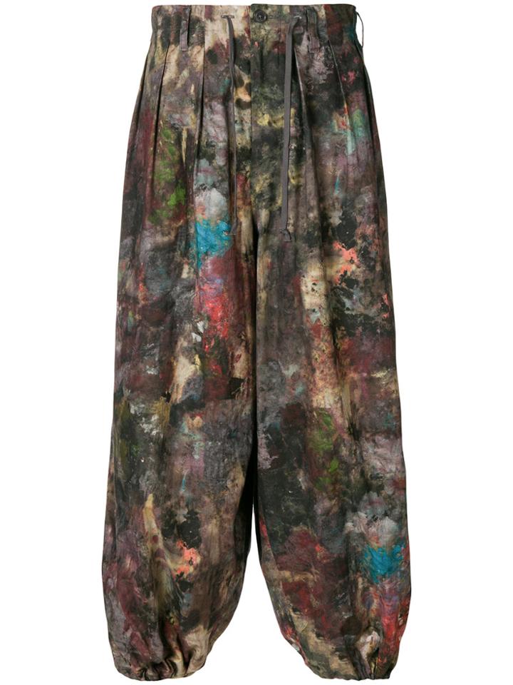 Yohji Yamamoto Paint-effect Loose-fit Trousers - Multicolour