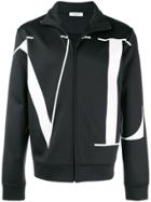 Valentino Logo Print Full-zip Sweatshirt - Black