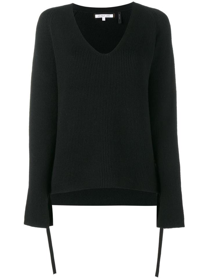 Helmut Lang Ribbed V-neck Sweater, Women's, Size: Xs, Black, Wool/polyester/cashmere