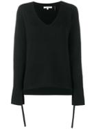 Helmut Lang Ribbed V-neck Sweater, Women's, Size: Xs, Black, Wool/polyester/cashmere